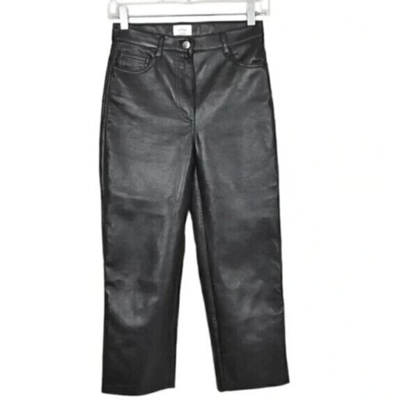 Aritzia  Wildred The Melina Cropped Pant Vegan Leather Black Size 0 - Picture 4 of 12